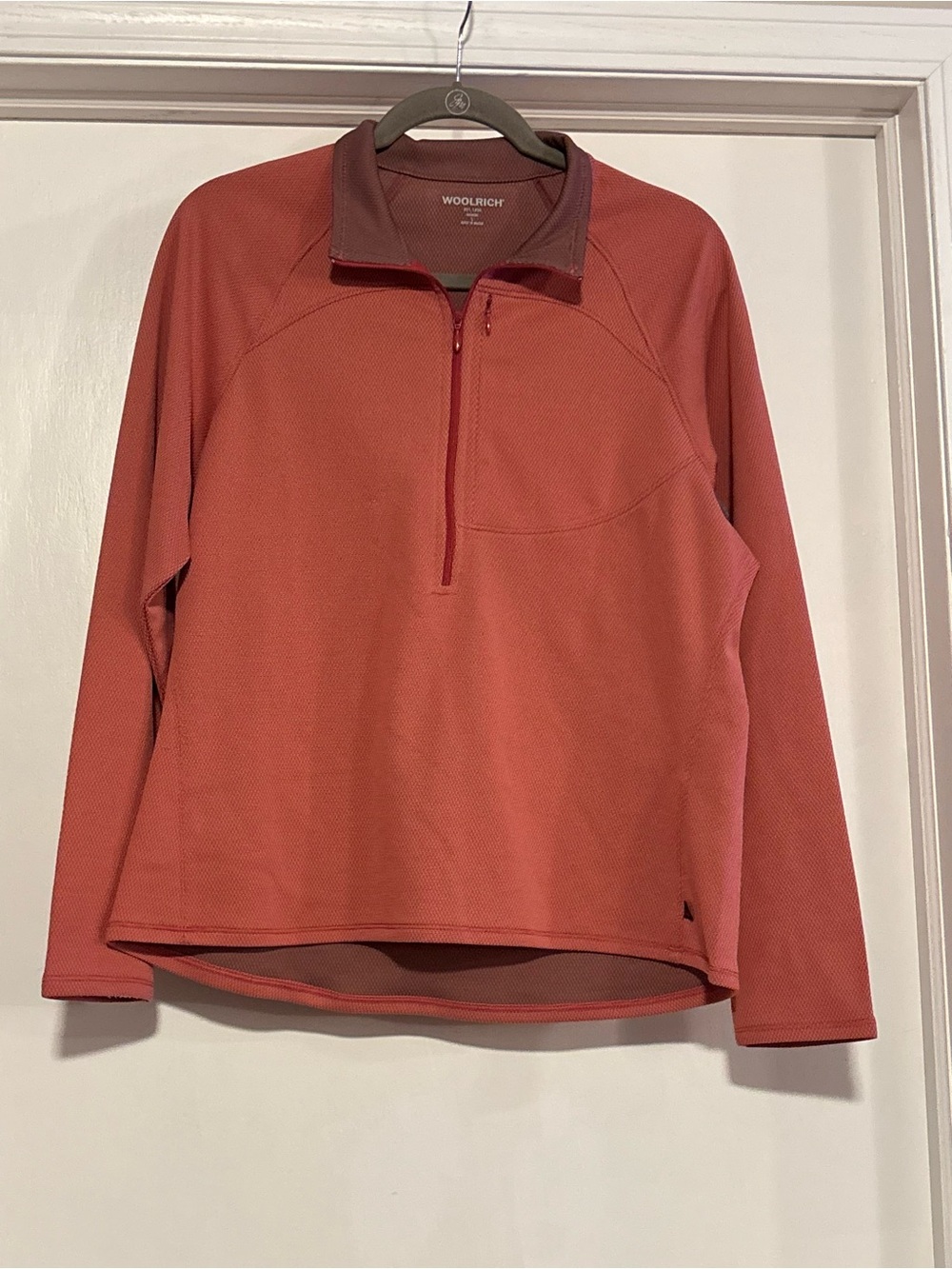Woolrich Women's Half-Zip Pullover - Rust Coral pomegranate